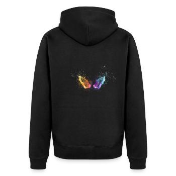 angelwings,flügel,aquarell,bunt,engelsflügel - Unisex Premium Bio Zip Hoodie - Schwarz - Hinten - Nico (187cm)