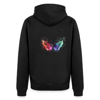 angelwings,flügel,aquarell,graffiti,engelsflügel - Unisex Premium Bio Zip Hoodie - Schwarz - Hinten - Nico (187cm)