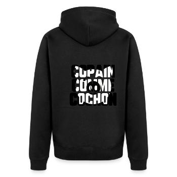 Copain comme cochon - Veste à capuche bio Premium Unisexe - noir - Dos - Nico (187cm)