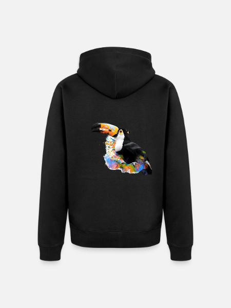 Farbige Toucan-Illustration - Unisex Premium Bio Zip Hoodie - Schwarz
