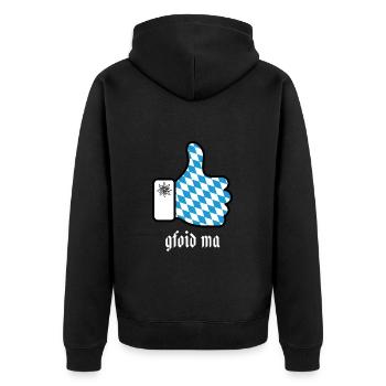 Bayrischer Spruch - Unisex Premium Bio Zip Hoodie - Schwarz - Hinten - Nico (187cm)