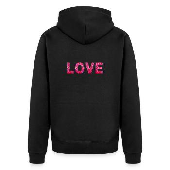 Heartfelt Typography Love Love - Unisex Premium Organic Zip Hoodie - black - Back - Nico (187cm)