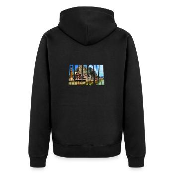 amasya panorama - Unisex Premium Bio Zip Hoodie - Schwarz - Hinten - Nico (187cm)