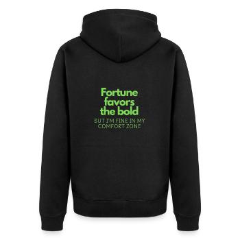 Fortune favors the bold - Unisex Premium Organic Zip Hoodie - black - Back - Nico (187cm)