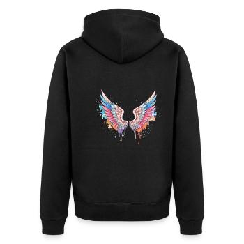 angelwings,engelsflügel,graffiti,malerei,bunt - Unisex Premium Bio Zip Hoodie - Schwarz - Hinten - Nico (187cm)