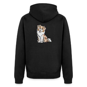 Red Merle Australian Shepherd - Unisex Premium Bio Zip Hoodie - Schwarz - Hinten - Nico (187cm)
