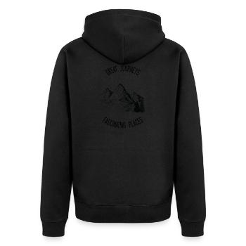 Mountain - Unisex Premium Bio Zip Hoodie - Schwarz - Hinten - Nico (187cm)