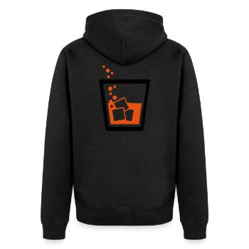 Whiskey - Geschenk zum Männertag - Unisex Premium Bio Zip Hoodie - Schwarz - Hinten - Nico (187cm)