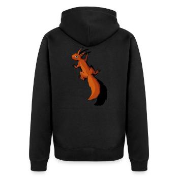 Eichhörnchen funky Tierchen Waldbewohner Geschenk - Unisex Premium Bio Zip Hoodie - Schwarz - Hinten - Nico (187cm)