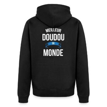 Meilleur Doudou du monde homme - Veste à capuche bio Premium Unisexe - noir - Dos - Nico (187cm)