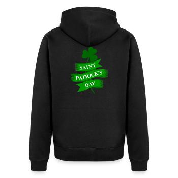 Saint Patrick's Day Ireland holiday gift - Unisex Premium Organic Zip Hoodie - black - Back - Nico (187cm)
