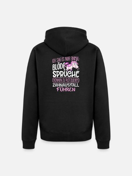 Einhorn Blöde Sprüche - Unisex Premium Bio Zip Hoodie - Schwarz