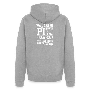 Pi Day T Shirt - Unisex Premium Bio Zip Hoodie - Grau meliert - Hinten - Nico (187cm)