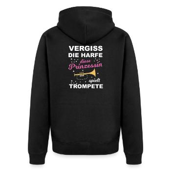 Vergiss die Harfe, diese Prinzessin.. - Geschenk - Unisex Premium Bio Zip Hoodie - Schwarz - Hinten - Nico (187cm)