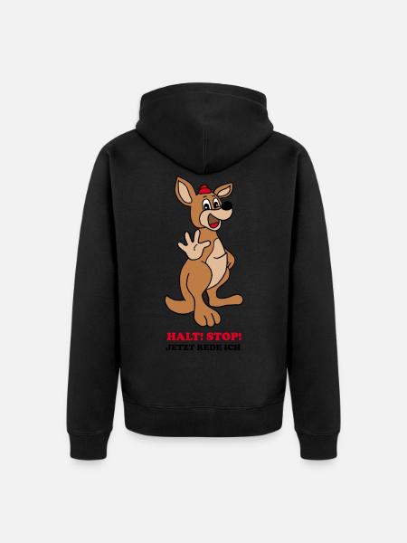 Känguru - Unisex Premium Bio Zip Hoodie - Schwarz