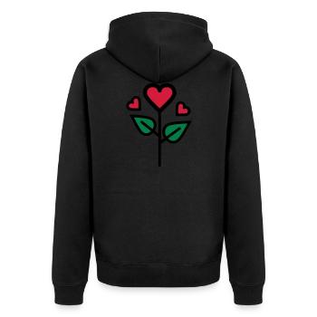 Valentinstags Rose in Herzform - Unisex Premium Bio Zip Hoodie - Schwarz - Hinten - Nico (187cm)