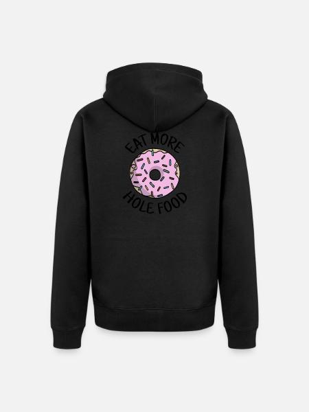 Eat More Hole Food witziger Donut Geschenk - Premium økologisk unisex-hættejakke - sort
