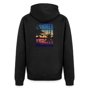 Summer palms summer - Unisex Premium Organic Zip Hoodie - black - Back - Nico (187cm)