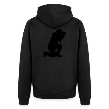 Photographe Photographe Caméra Caméra Caméra - Veste à capuche bio Premium Unisexe - noir - Dos - Nico (187cm)