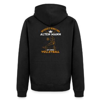 Old Man Volleyball Volleyballer Opa Geschenkidee - Unisex Premium Bio Zip Hoodie - Schwarz - Hinten - Nico (187cm)