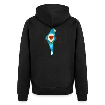 Papagei Tropischer Vogel - Unisex Premium Bio Zip Hoodie - Schwarz - Hinten - Nico (187cm)