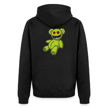 Zombie Teddy - Monster Halloween Bär Liebhaber Fan - Unisex Premium Bio Zip Hoodie - Schwarz - Hinten - Nico (187cm)