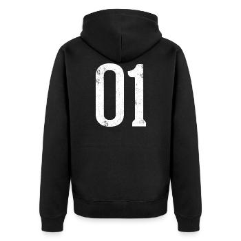01 TRIKOT maillot numéro collège cadeaux chemises - Veste à capuche bio Premium Unisexe - noir - Dos - Nico (187cm)