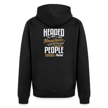 Bergwander-Shirt - Unisex Premium Bio Zip Hoodie - Schwarz - Hinten - Nico (187cm)