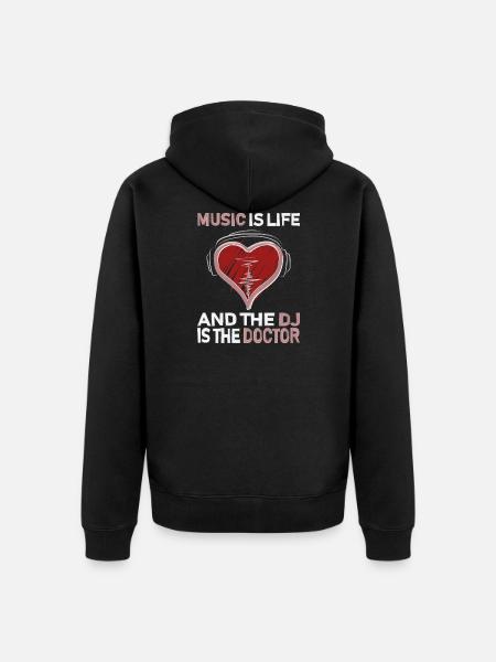 DJ - Music is Life - Unisex Premium Organic Zip Hoodie - black