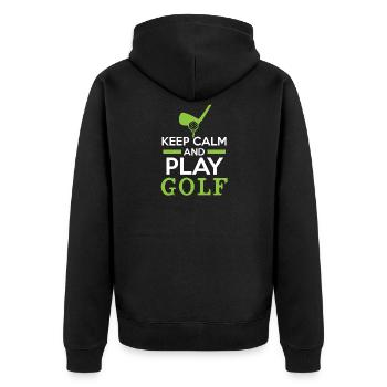 minigolf - Unisex Premium Bio Zip Hoodie - Schwarz - Hinten - Nico (187cm)