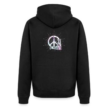 peace - Unisex Premium Bio Zip Hoodie - Schwarz - Hinten - Nico (187cm)