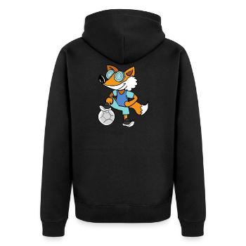 Fuchs - Unisex Premium Bio Zip Hoodie - Schwarz - Hinten - Nico (187cm)