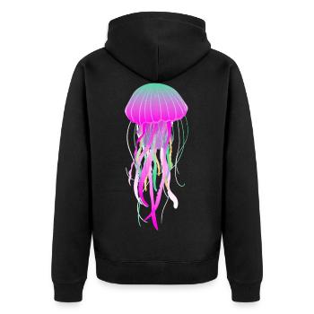 Qualle Tauchen Meer Fisch Unterwasser Geschenk - Unisex Premium Bio Zip Hoodie - Schwarz - Hinten - Nico (187cm)