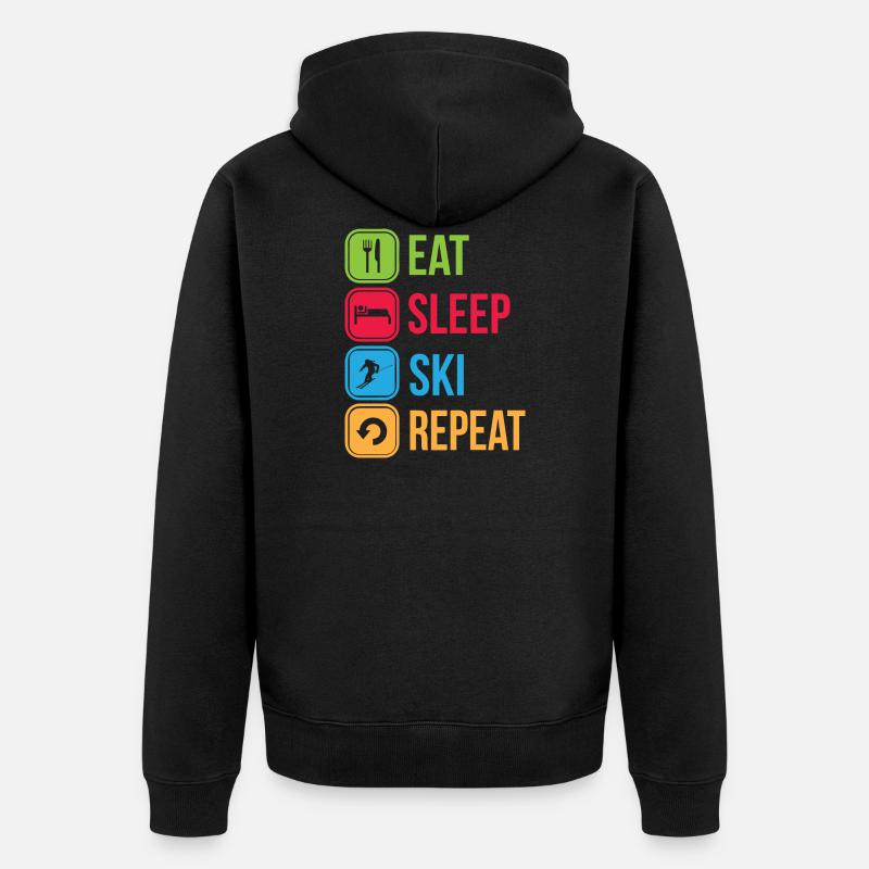 Manger sommeil Ski Répéter - Veste à capuche bio Premium Unisexe - noir