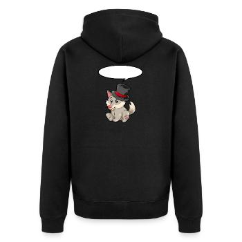 Magier Wolf - Unisex Premium Bio Zip Hoodie - Schwarz - Hinten - Nico (187cm)