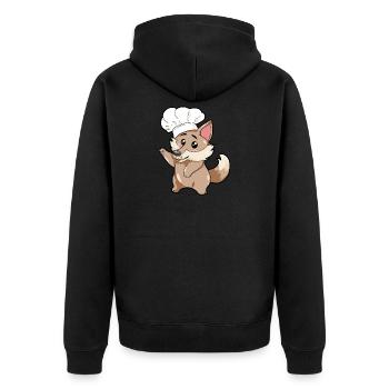 Chef Wolf - Unisex Premium Organic Zip Hoodie - black - Back - Nico (187cm)