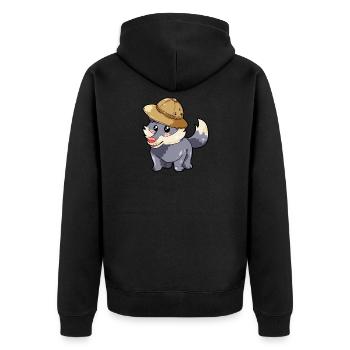Hunter Wolf - Unisex Premium Organic Zip Hoodie - black - Back - Nico (187cm)
