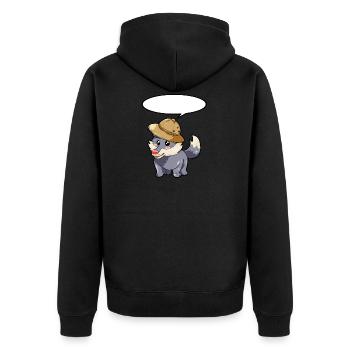 Hunter Wolf - Unisex Premium Organic Zip Hoodie - black - Back - Nico (187cm)