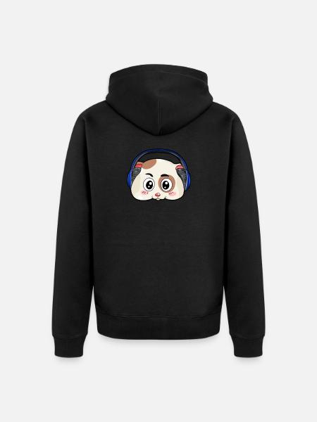 Hamster with headphones - Unisex Premium Organic Zip Hoodie - black