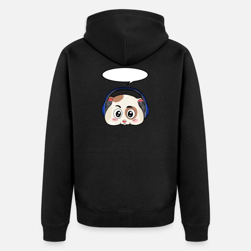 Hamster mit Kopfhörer - Unisex Premium Bio Zip Hoodie - Schwarz