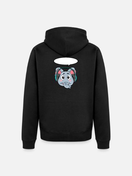 Eléphant avec écouteurs - Veste à capuche bio Premium Unisexe - noir