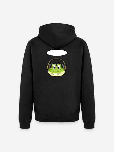 Frog with headphones - Unisex Premium Organic Zip Hoodie - black