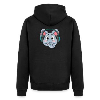 Eléphant avec écouteurs - Veste à capuche bio Premium Unisexe - noir - Dos - Nico (187cm)