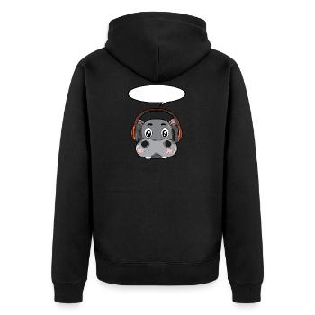 Hippopotames avec écouteurs - Veste à capuche bio Premium Unisexe - noir - Dos - Nico (187cm)