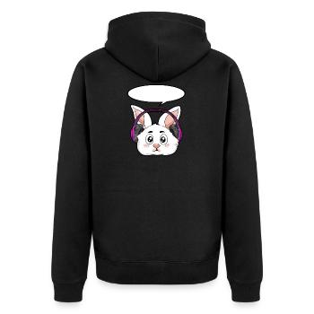 Rabbit with headphones - Unisex Premium Organic Zip Hoodie - black - Back - Nico (187cm)
