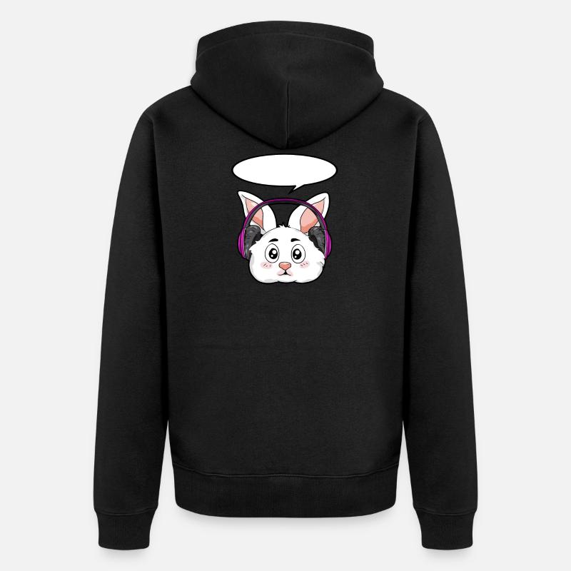 Lapin avec écouteurs - Veste à capuche bio Premium Unisexe - noir