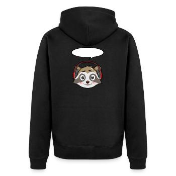 Raccoon with headphones - Unisex Premium Organic Zip Hoodie - black - Back - Nico (187cm)