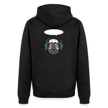 Mouton avec écouteurs - Veste à capuche bio Premium Unisexe - noir - Dos - Nico (187cm)