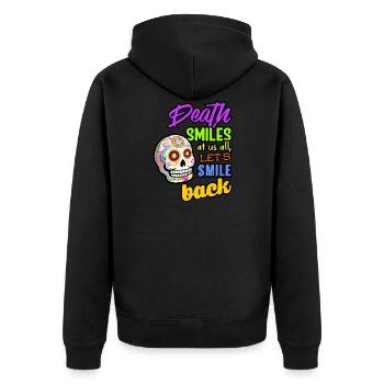 Schädel Farben 2 - Unisex Premium Bio Zip Hoodie - Schwarz - Hinten - Nico (187cm)