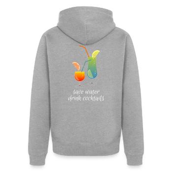 Eau de secours, boire des cocktails! - Veste à capuche bio Premium Unisexe - gris chiné - Dos - Nico (187cm)